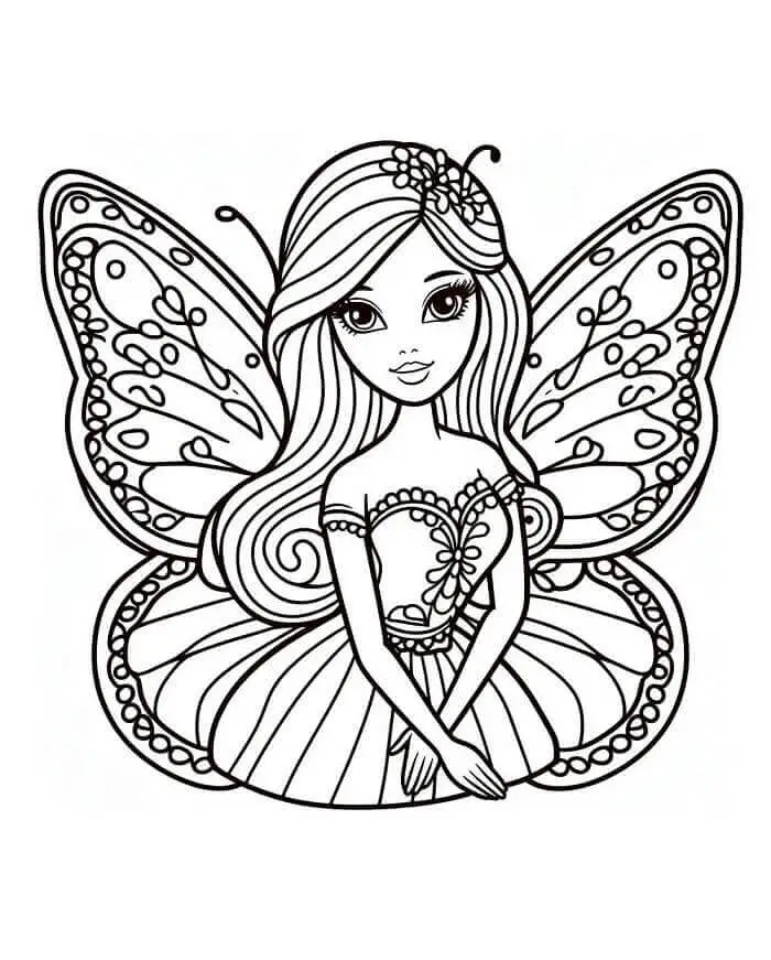 Planse de colorat cu Barbie Mariposa