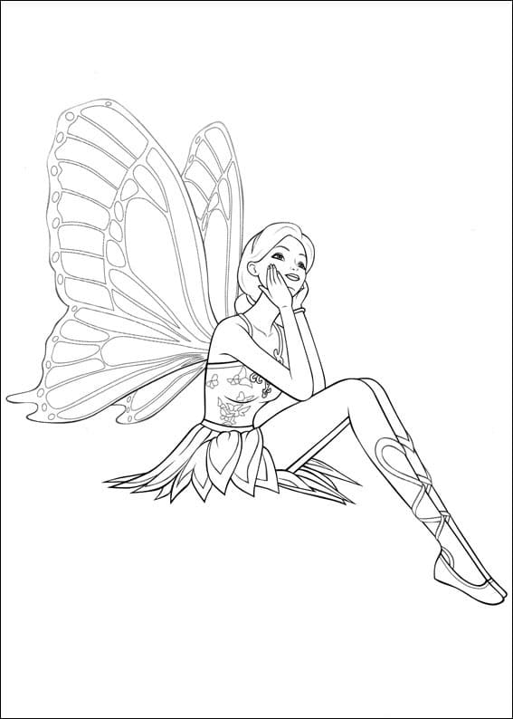 Fise de colorat cu Barbie Mariposa de colorat p05