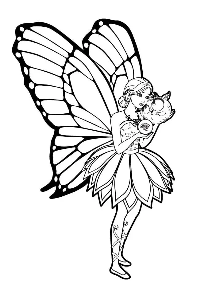 Fise de colorat cu Barbie Mariposa de colorat p19