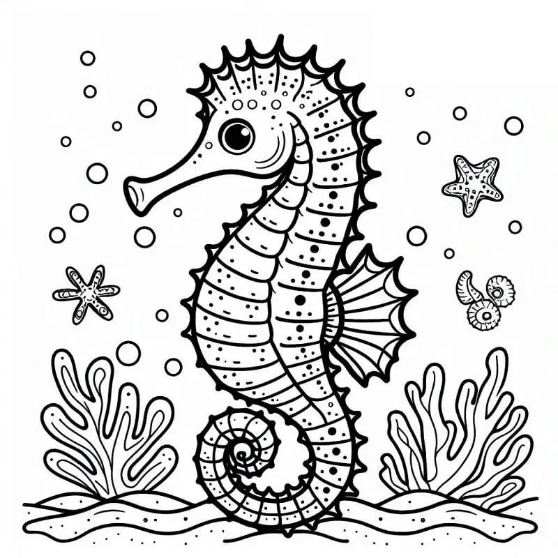 Fise de colorat cu Caluti de Mare de colorat p29