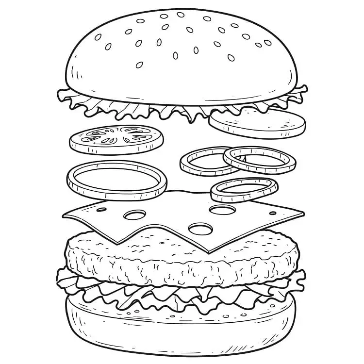 Fise de colorat cu Hamburger de colorat p13