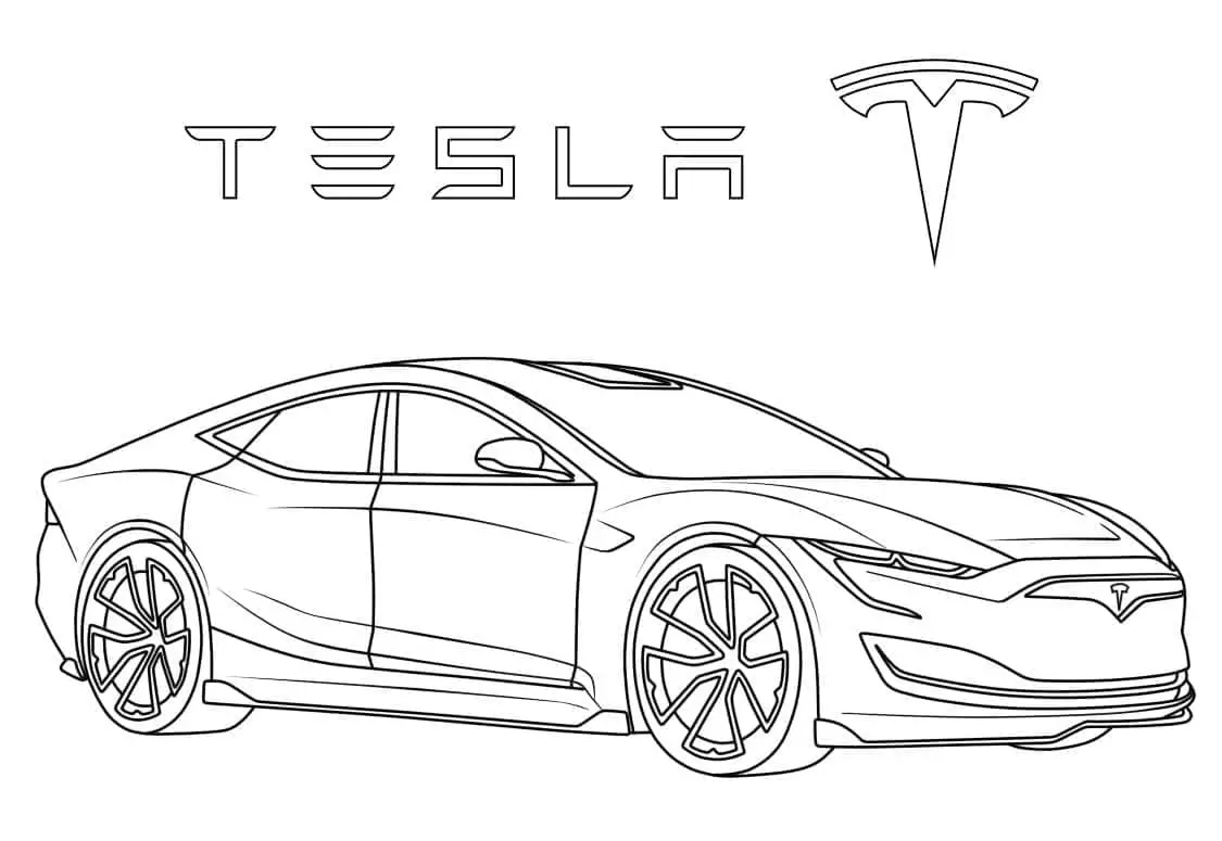 Fise de colorat cu Masini Tesla de colorat p01