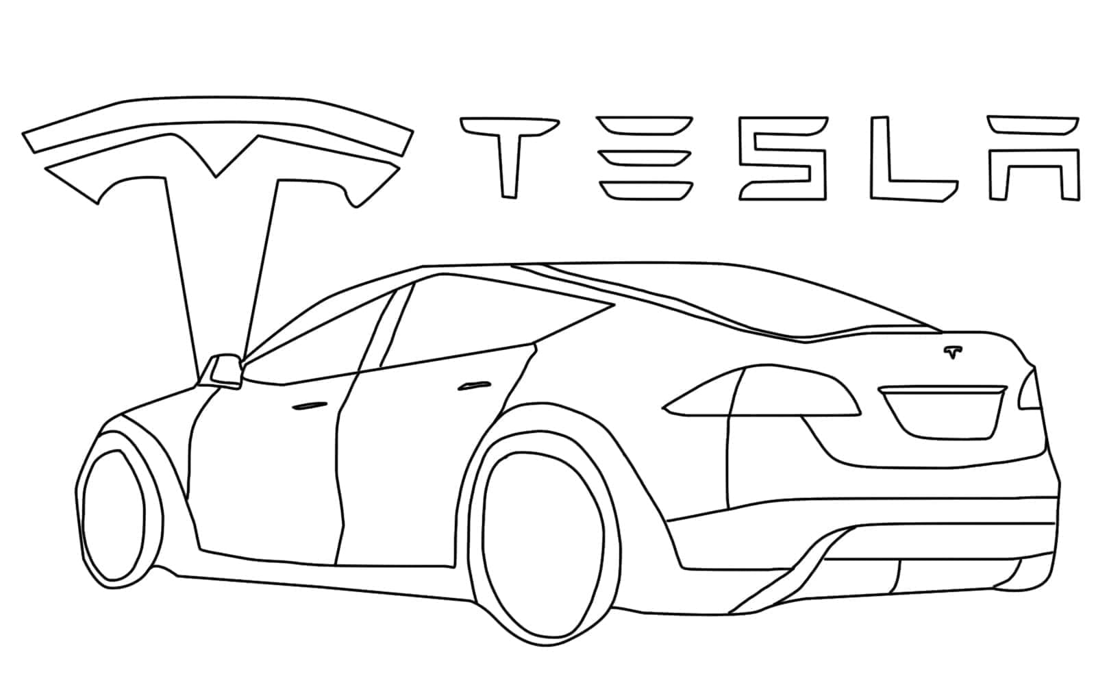 Fise de colorat cu Masini Tesla de colorat p07
