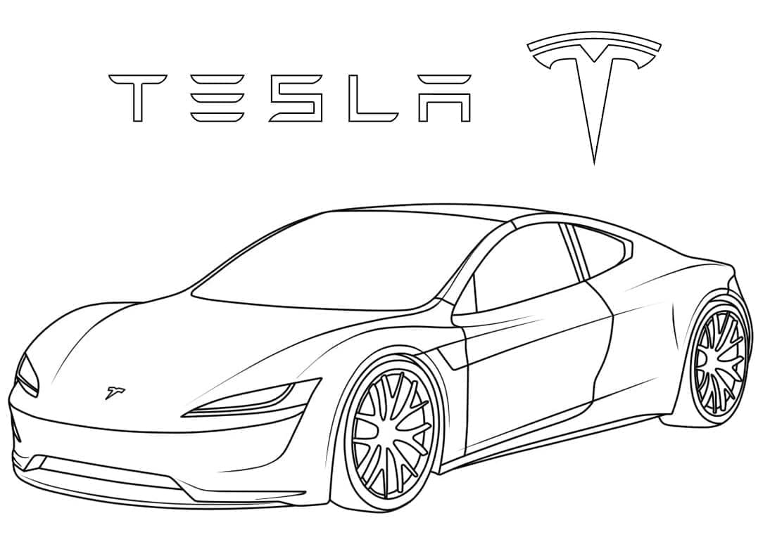 Fise de colorat cu Masini Tesla de colorat p09