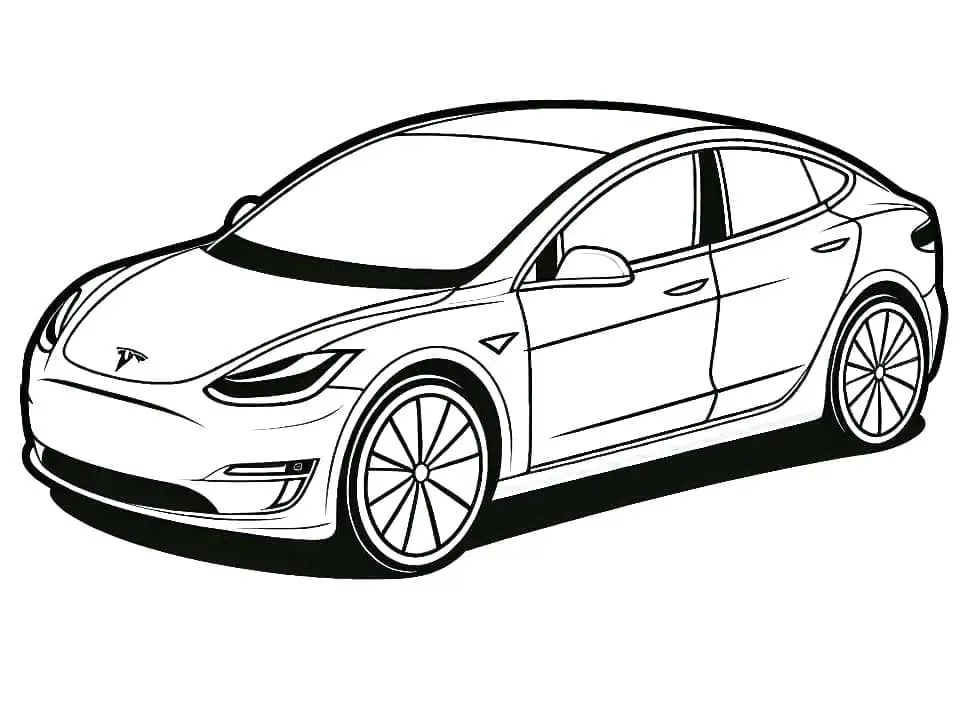 Fise de colorat cu Masini Tesla de colorat p11