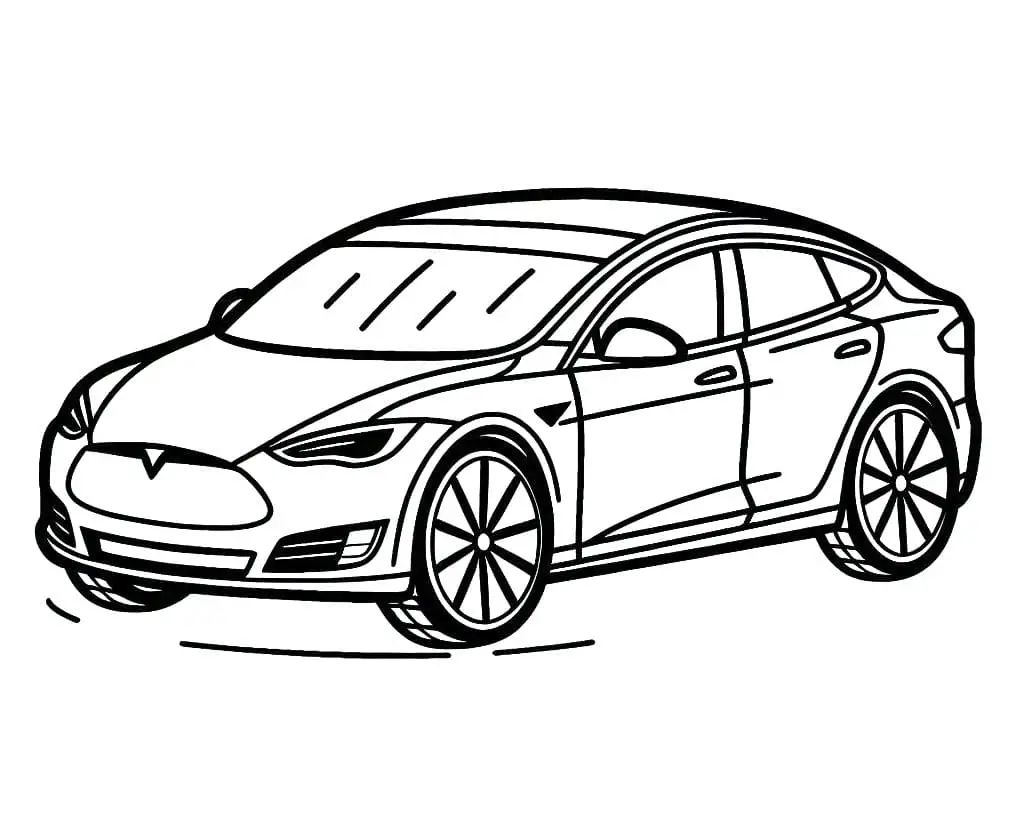 Fise de colorat cu Masini Tesla de colorat p21