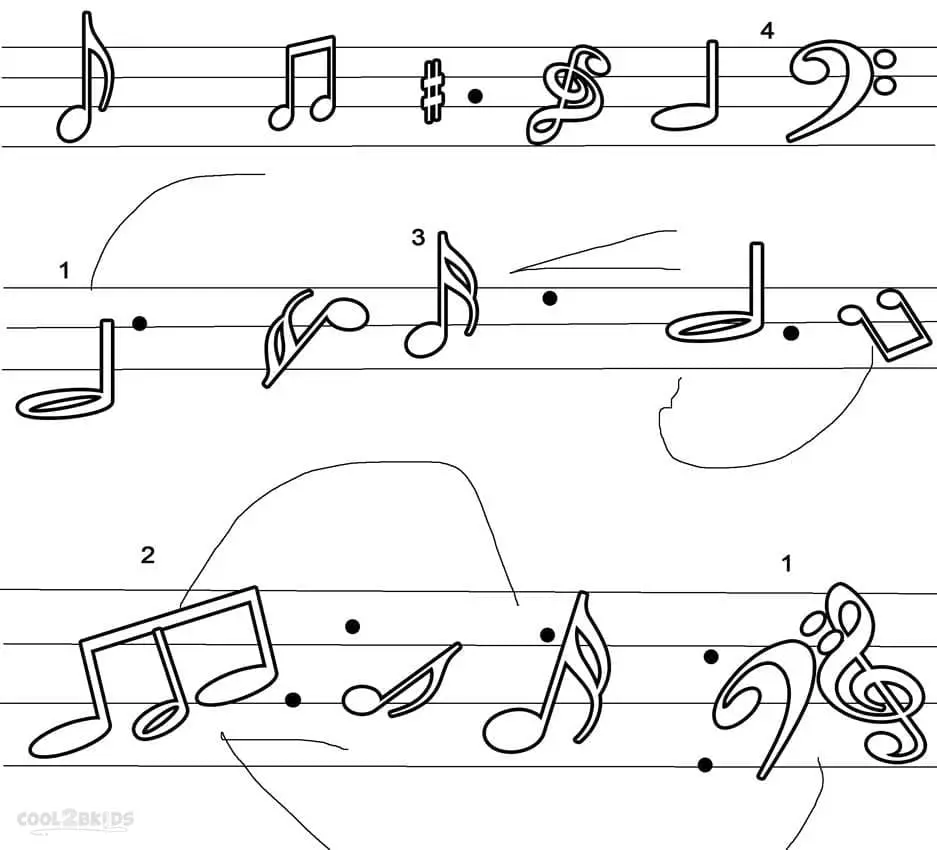 Fise de colorat cu Note Muzicale de colorat p07