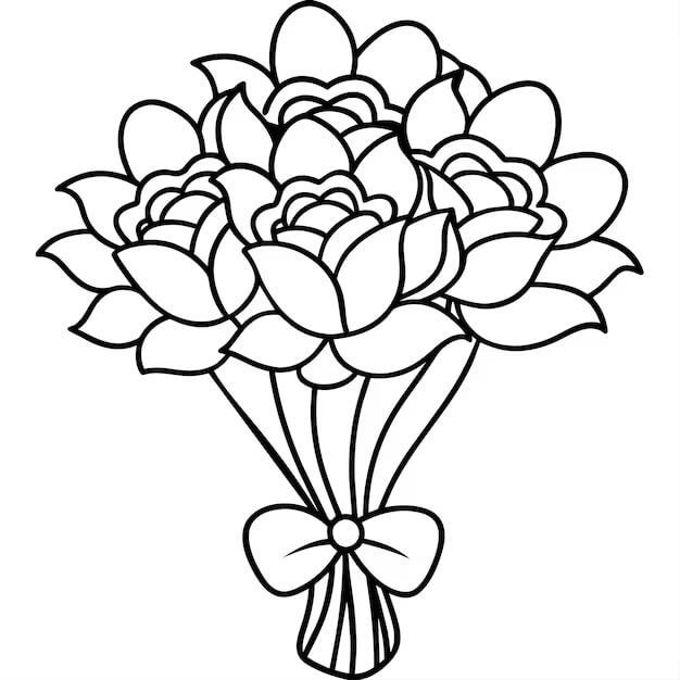 Fise de colorat cu Buchete de Flori de colorat p01
