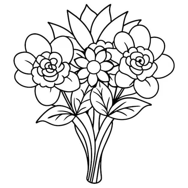 Fise de colorat cu Buchete de Flori de colorat p02
