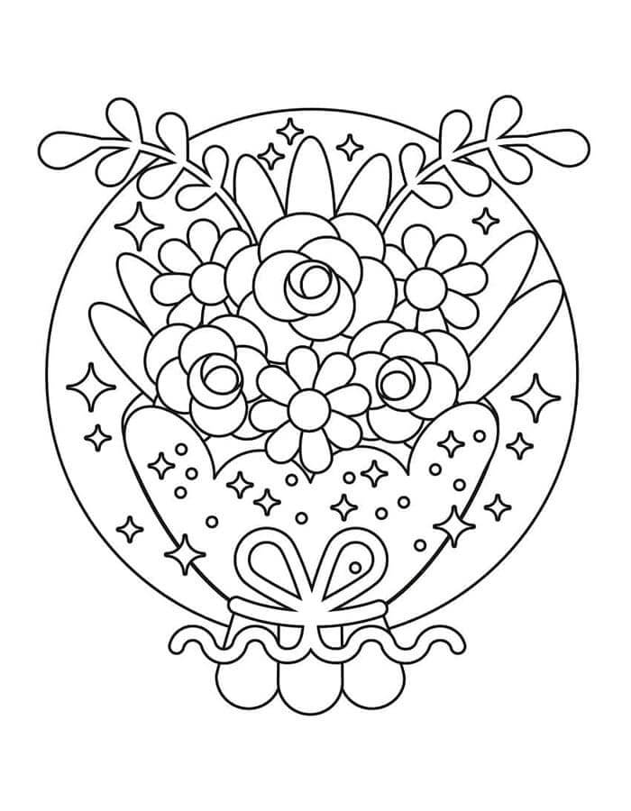 Fise de colorat cu Buchete de Flori de colorat p05