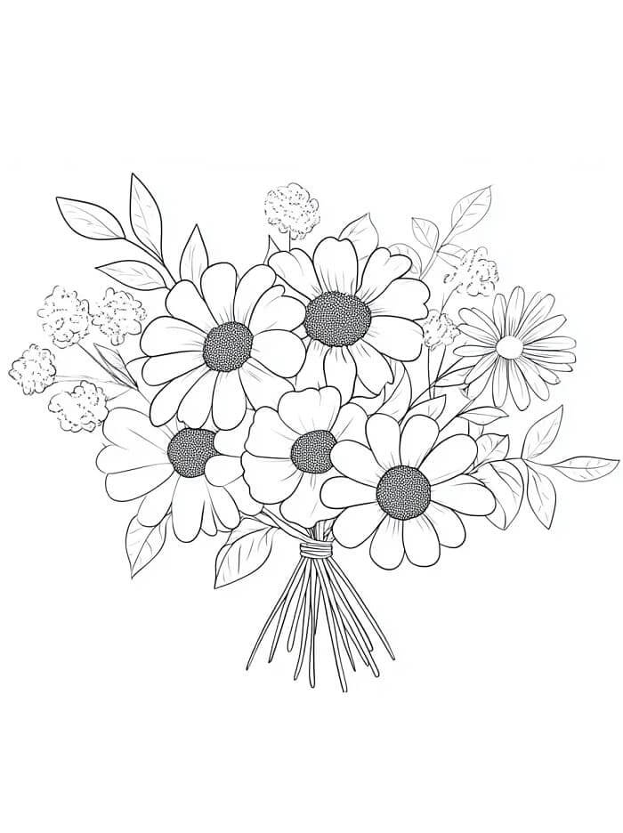 Fise de colorat cu Buchete de Flori de colorat p07