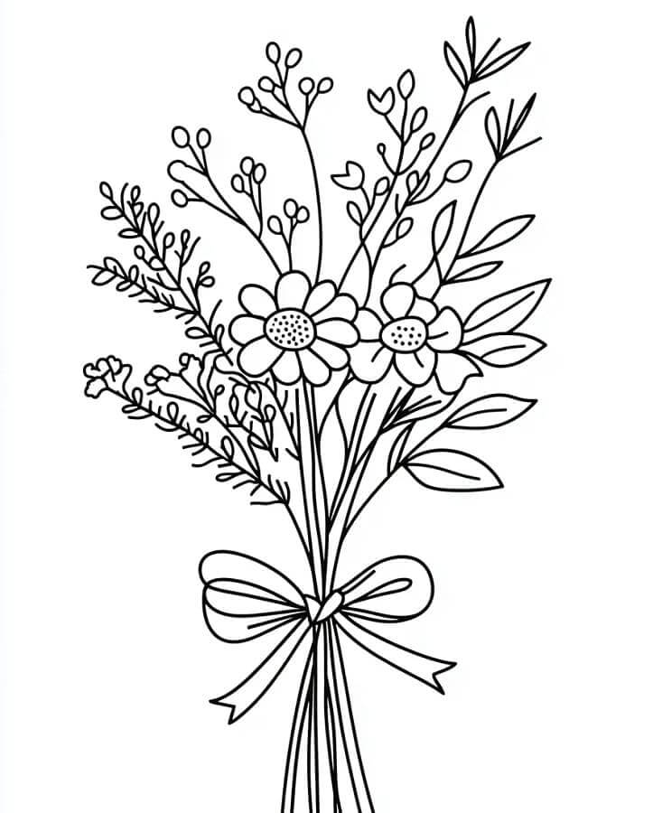 Fise de colorat cu Buchete de Flori de colorat p08