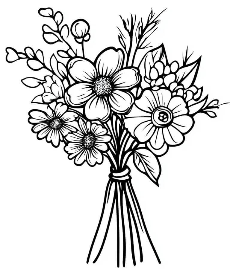 Fise de colorat cu Buchete de Flori de colorat p09