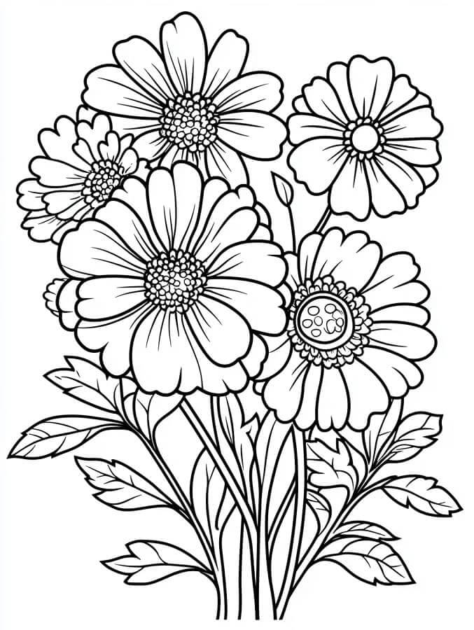 Fise de colorat cu Buchete de Flori de colorat p10