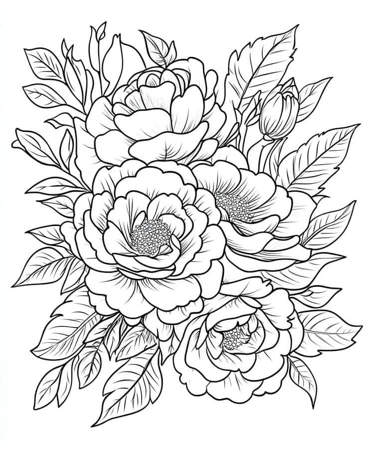 Fise de colorat cu Buchete de Flori de colorat p11