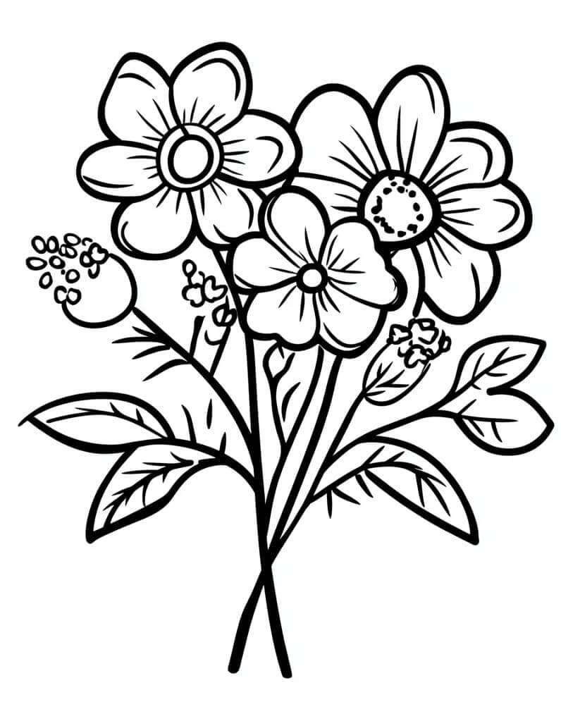 Fise de colorat cu Buchete de Flori de colorat p14