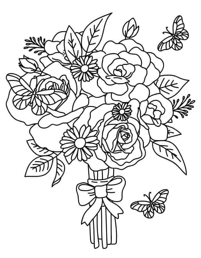 Fise de colorat cu Buchete de Flori de colorat p16