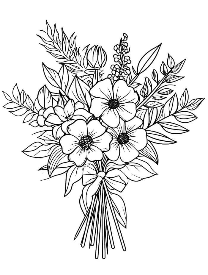 Fise de colorat cu Buchete de Flori de colorat p20