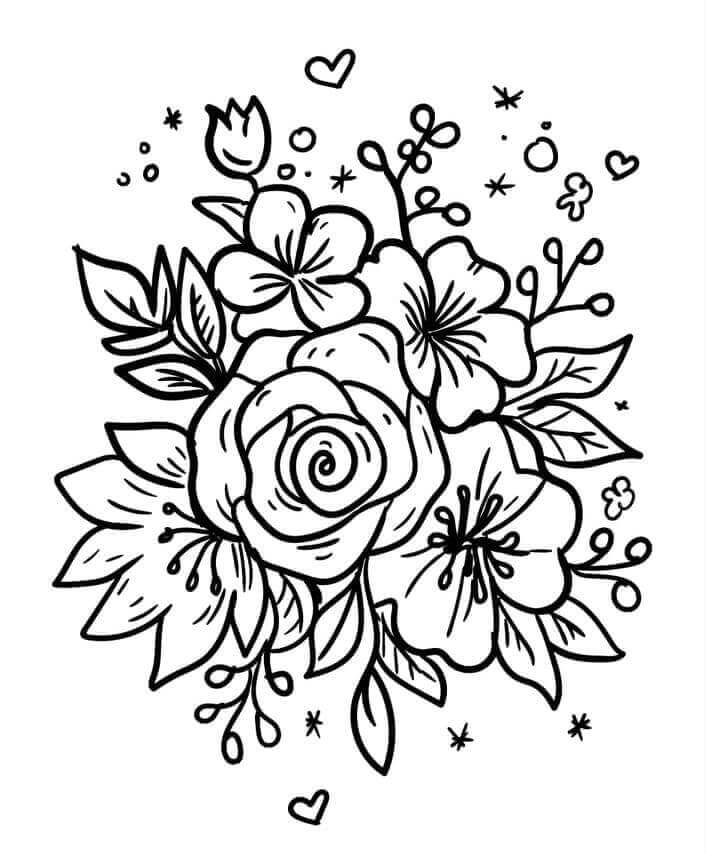 Fise de colorat cu Buchete de Flori de colorat p25