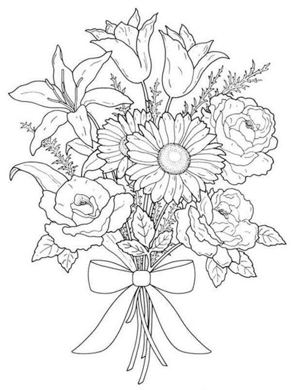 Fise de colorat cu Buchete de Flori de colorat p28