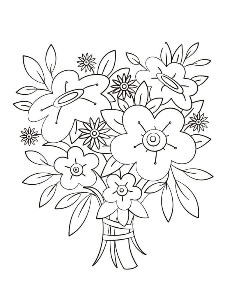 Fise de colorat cu Buchete de Flori de colorat p33
