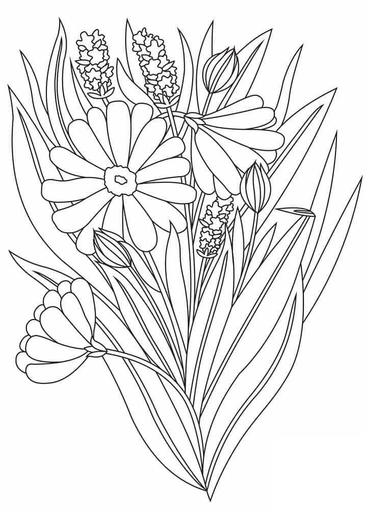Fise de colorat cu Buchete de Flori de colorat p35