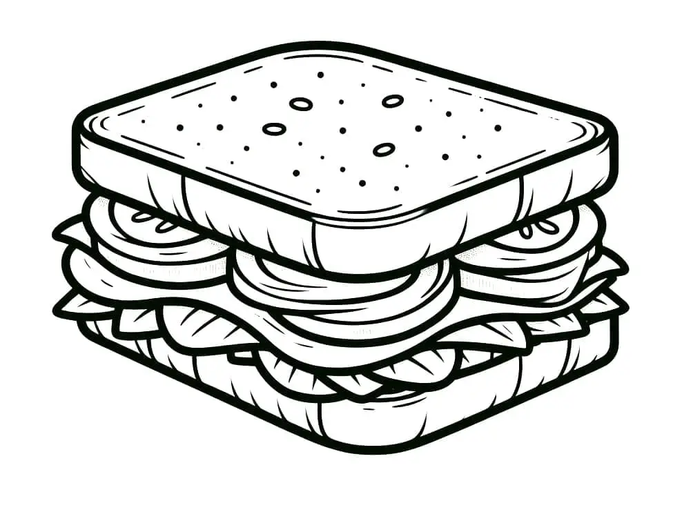 Fise de colorat cu Sandwich de colorat p05
