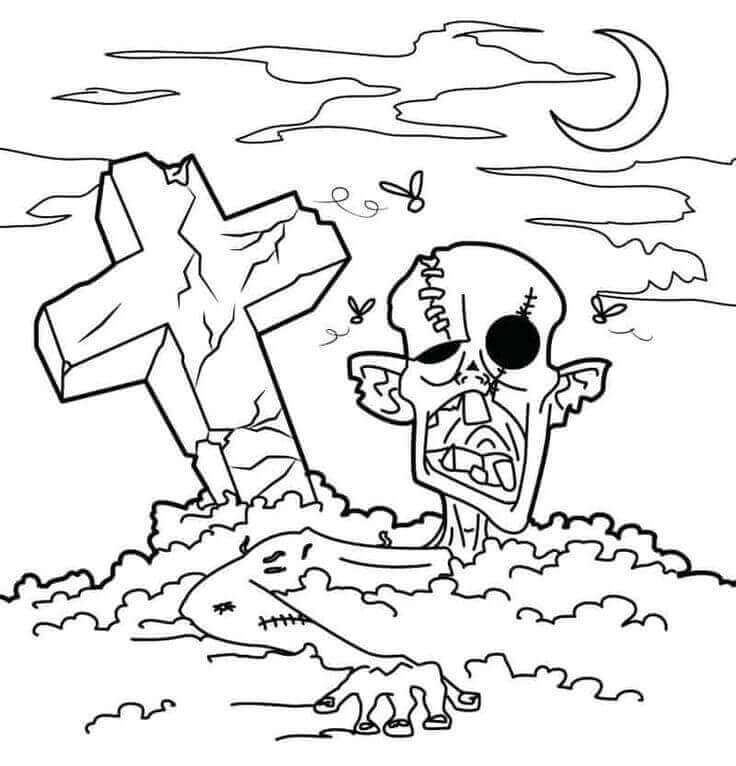 Fise de colorat cu Zombi de colorat p02