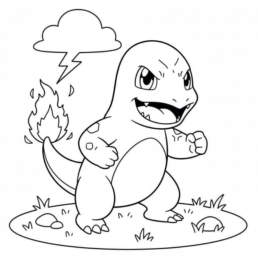 Fise de colorat cu Charmander de colorat p02