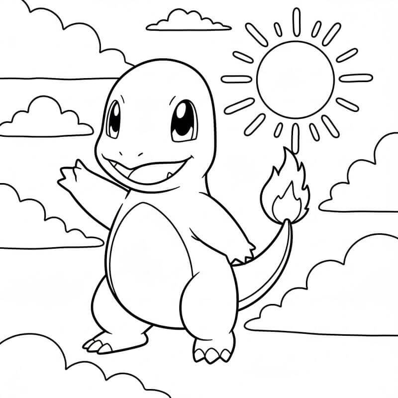 Fise de colorat cu Charmander de colorat p07
