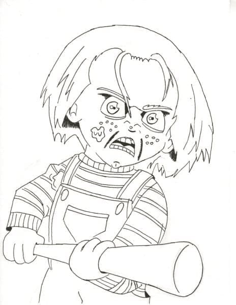 Fise de colorat cu Chucky de colorat p04