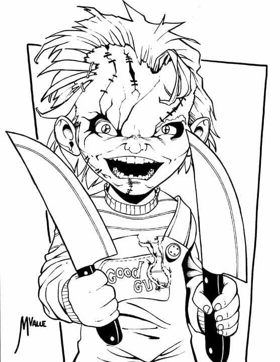 Fise de colorat cu Chucky de colorat p06