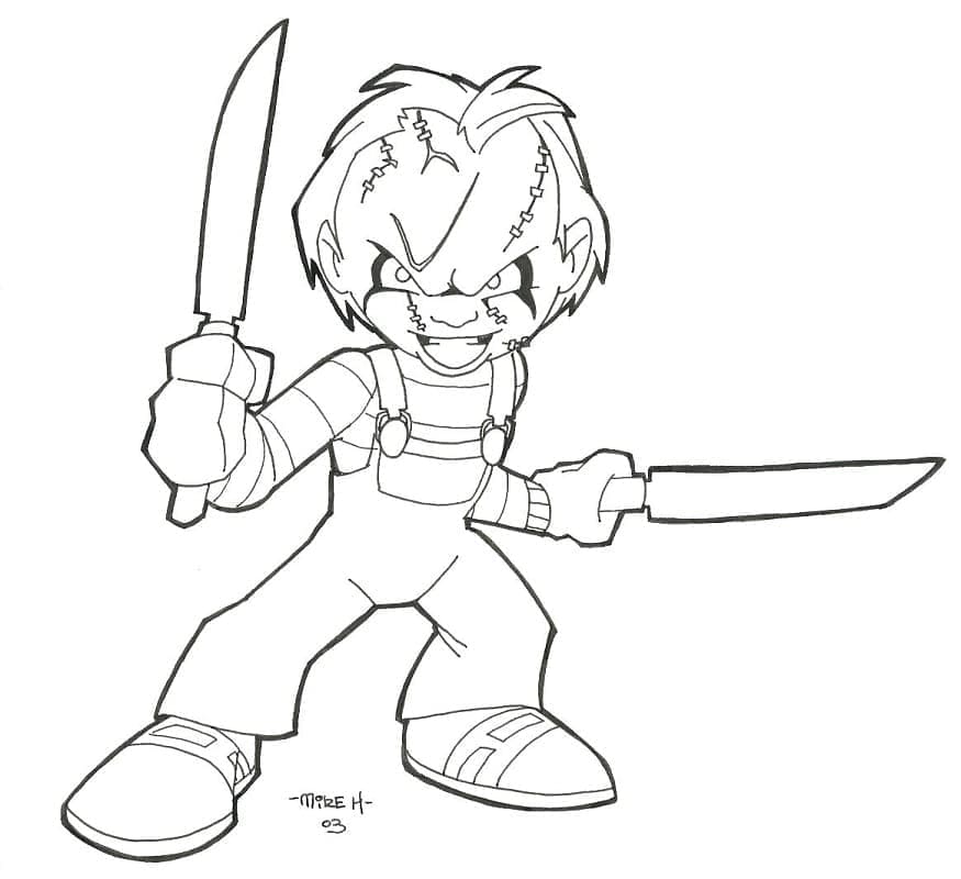 Fise de colorat cu Chucky de colorat p07