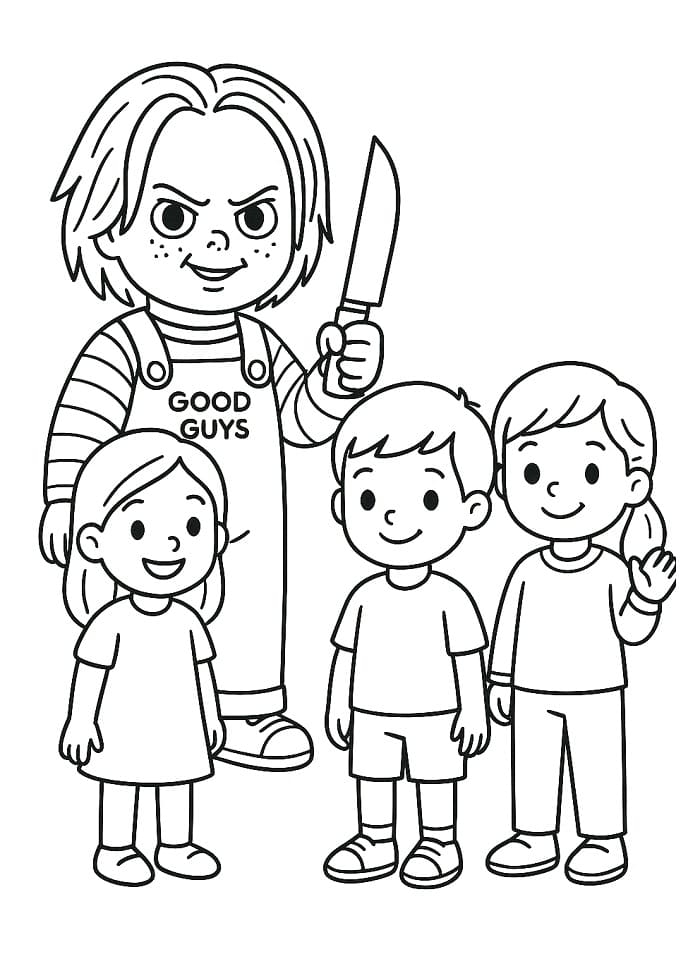 Fise de colorat cu Chucky de colorat p12