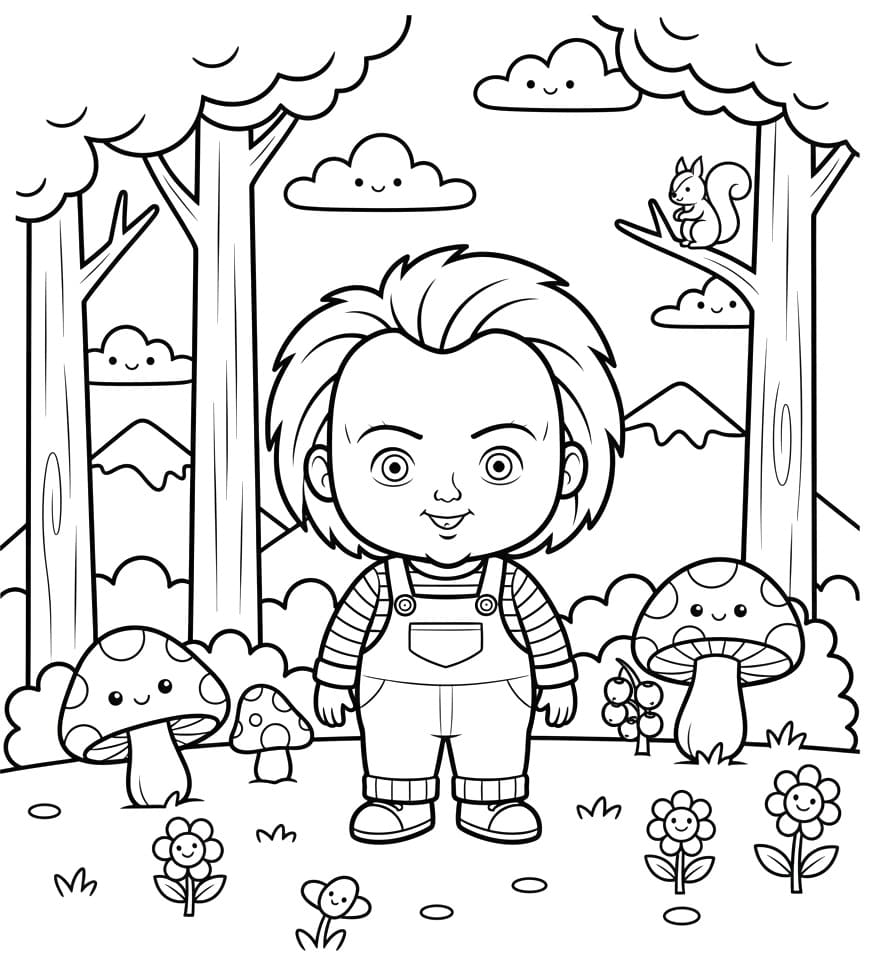 Fise de colorat cu Chucky de colorat p26