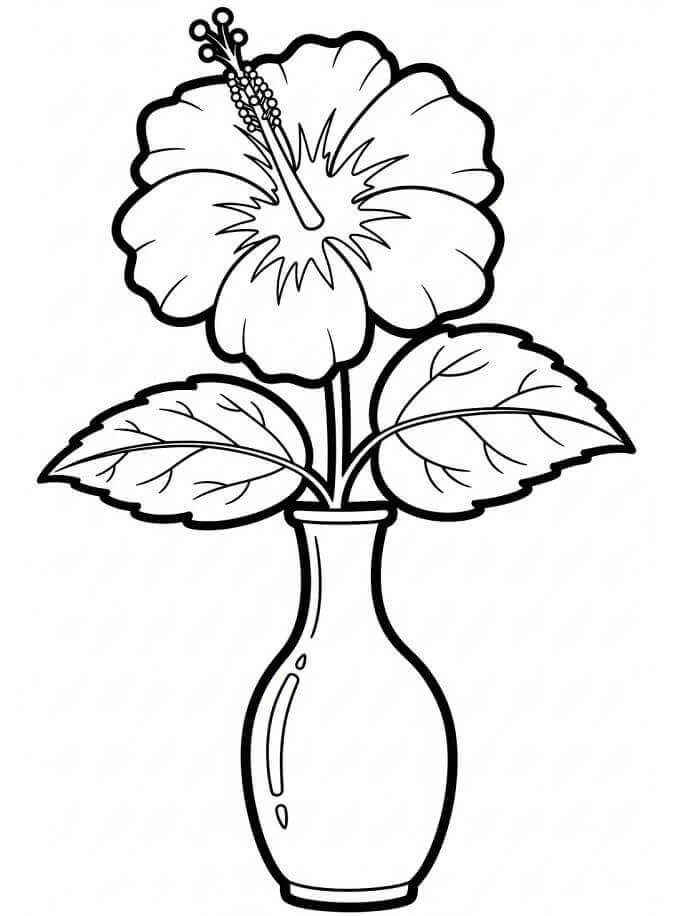 Fise de colorat cu Flori Hibiscus de colorat p13