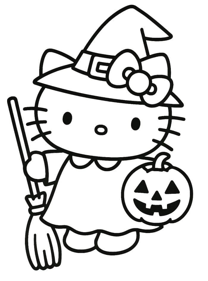 Fise de colorat cu Hello Kitty Halloween de colorat p01