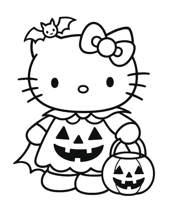 Fise de colorat cu Hello Kitty Halloween de colorat p03