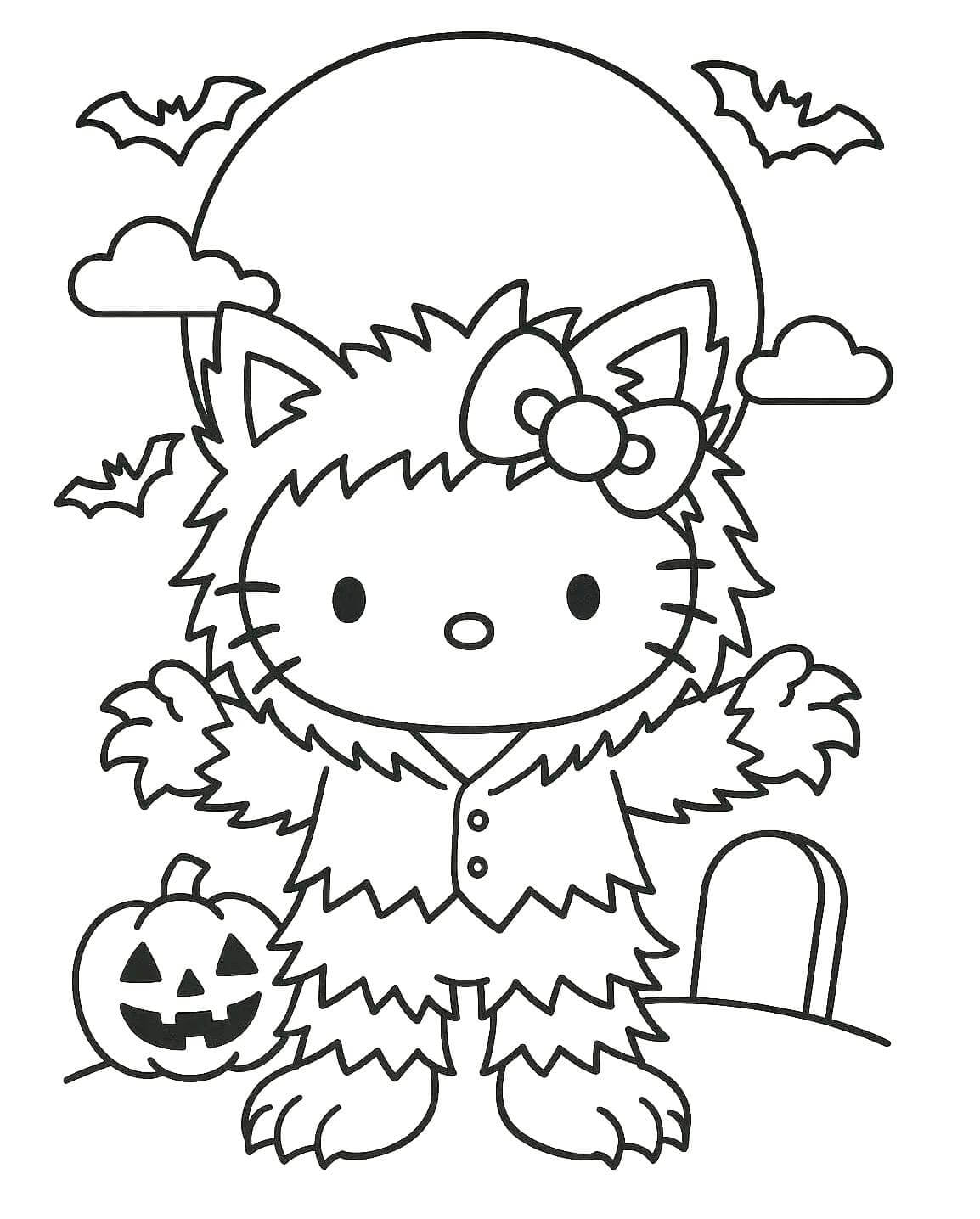 Fise de colorat cu Hello Kitty Halloween de colorat p06