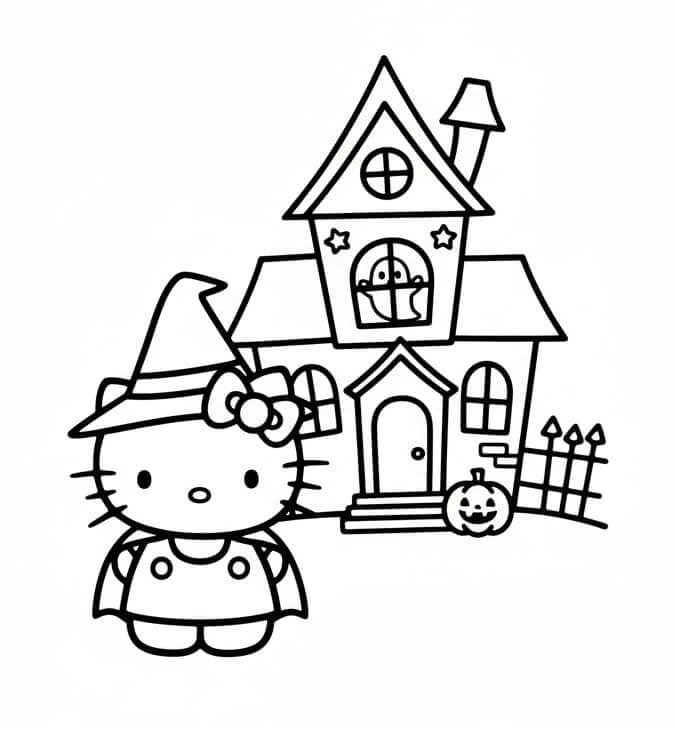 Fise de colorat cu Hello Kitty Halloween de colorat p07