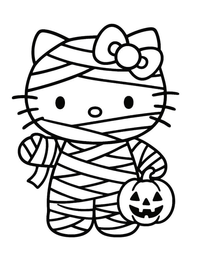 Fise de colorat cu Hello Kitty Halloween de colorat p09