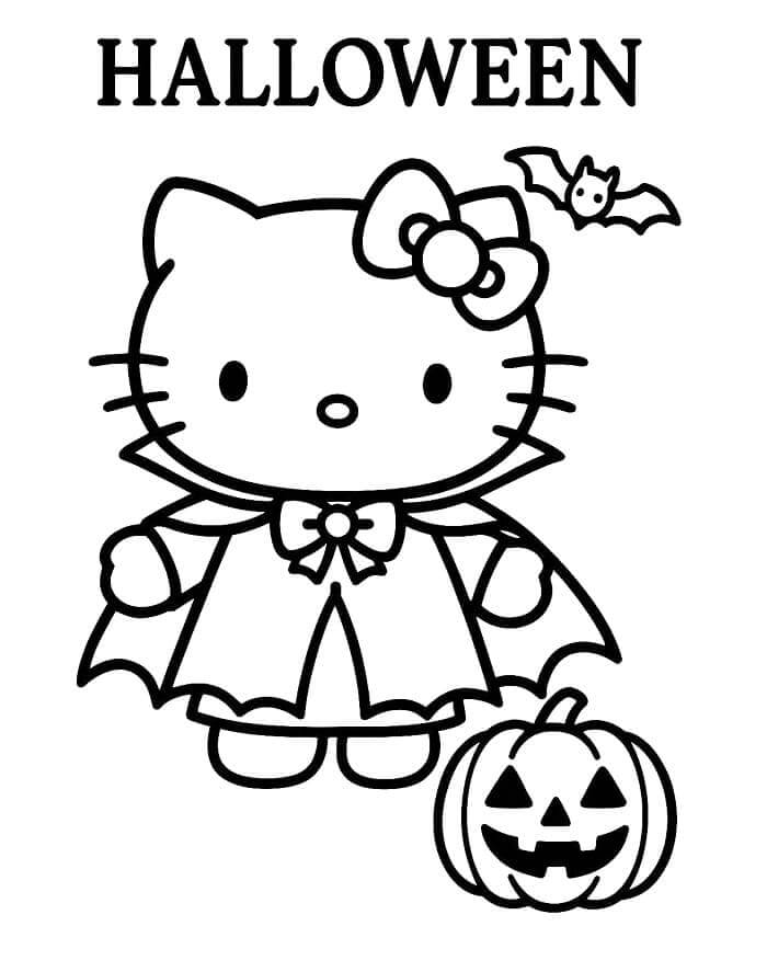 Fise de colorat cu Hello Kitty Halloween de colorat p10
