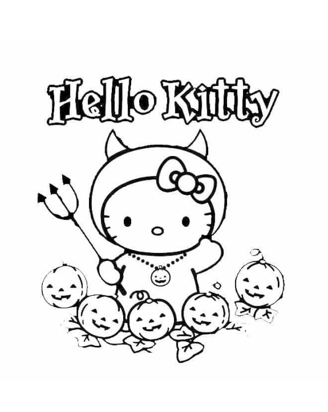 Fise de colorat cu Hello Kitty Halloween de colorat p11