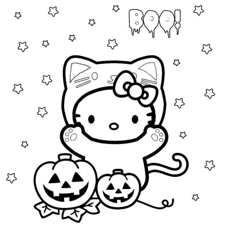 Fise de colorat cu Hello Kitty Halloween de colorat p12