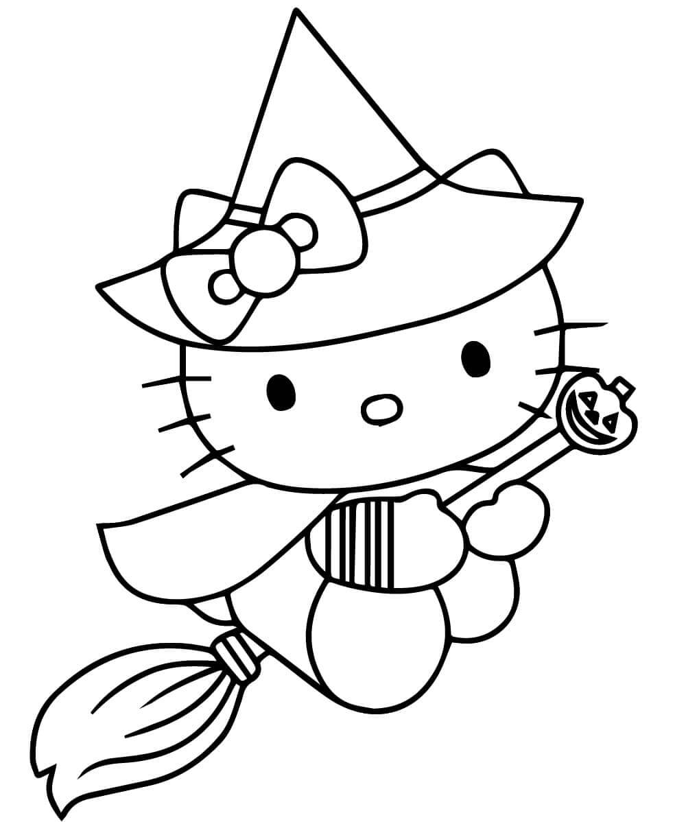 Fise de colorat cu Hello Kitty Halloween de colorat p13