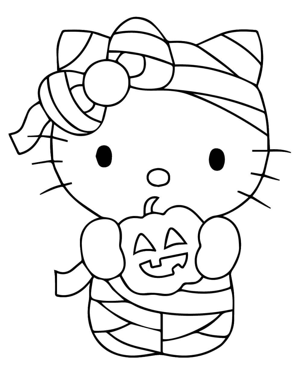 Fise de colorat cu Hello Kitty Halloween de colorat p14