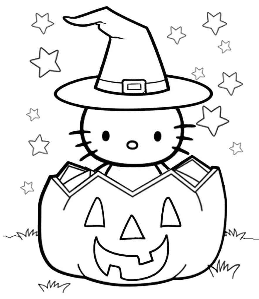 Fise de colorat cu Hello Kitty Halloween de colorat p15