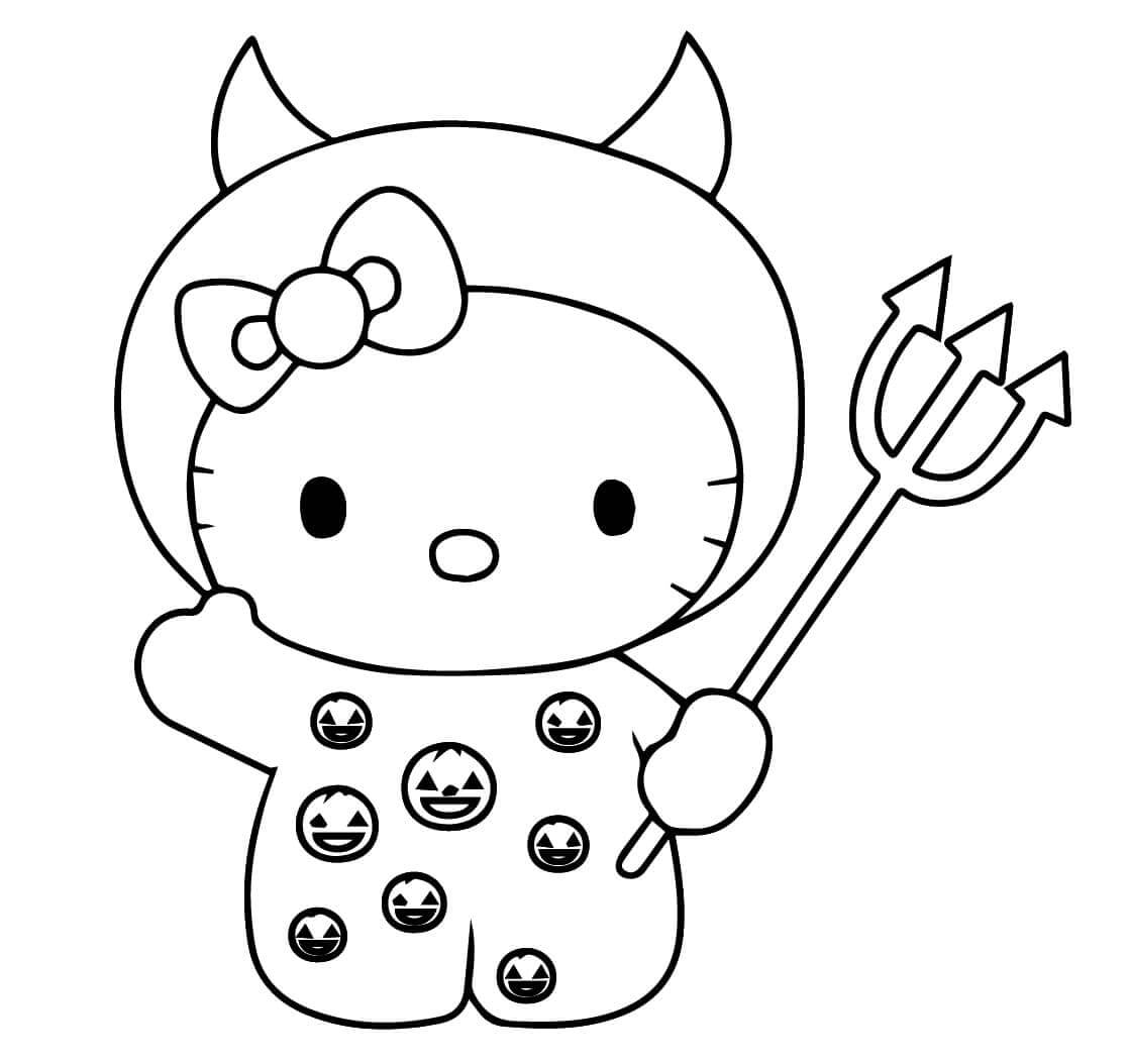 Fise de colorat cu Hello Kitty Halloween de colorat p16