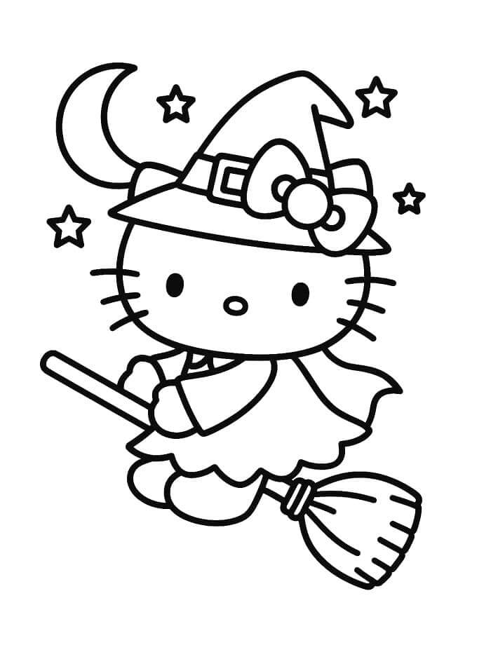 Fise de colorat cu Hello Kitty Halloween de colorat p18