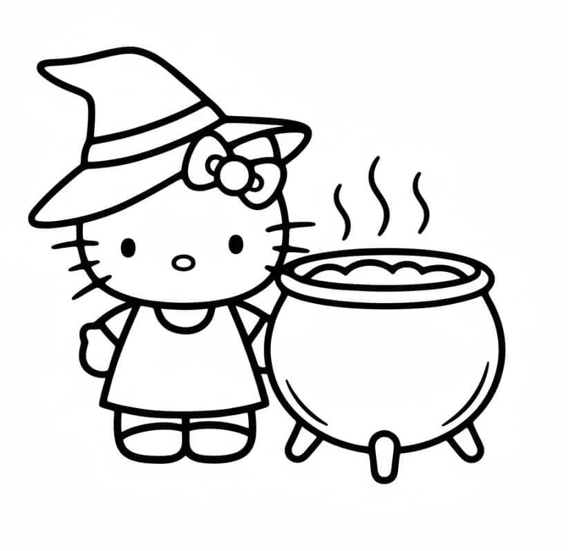 Fise de colorat cu Hello Kitty Halloween de colorat p19